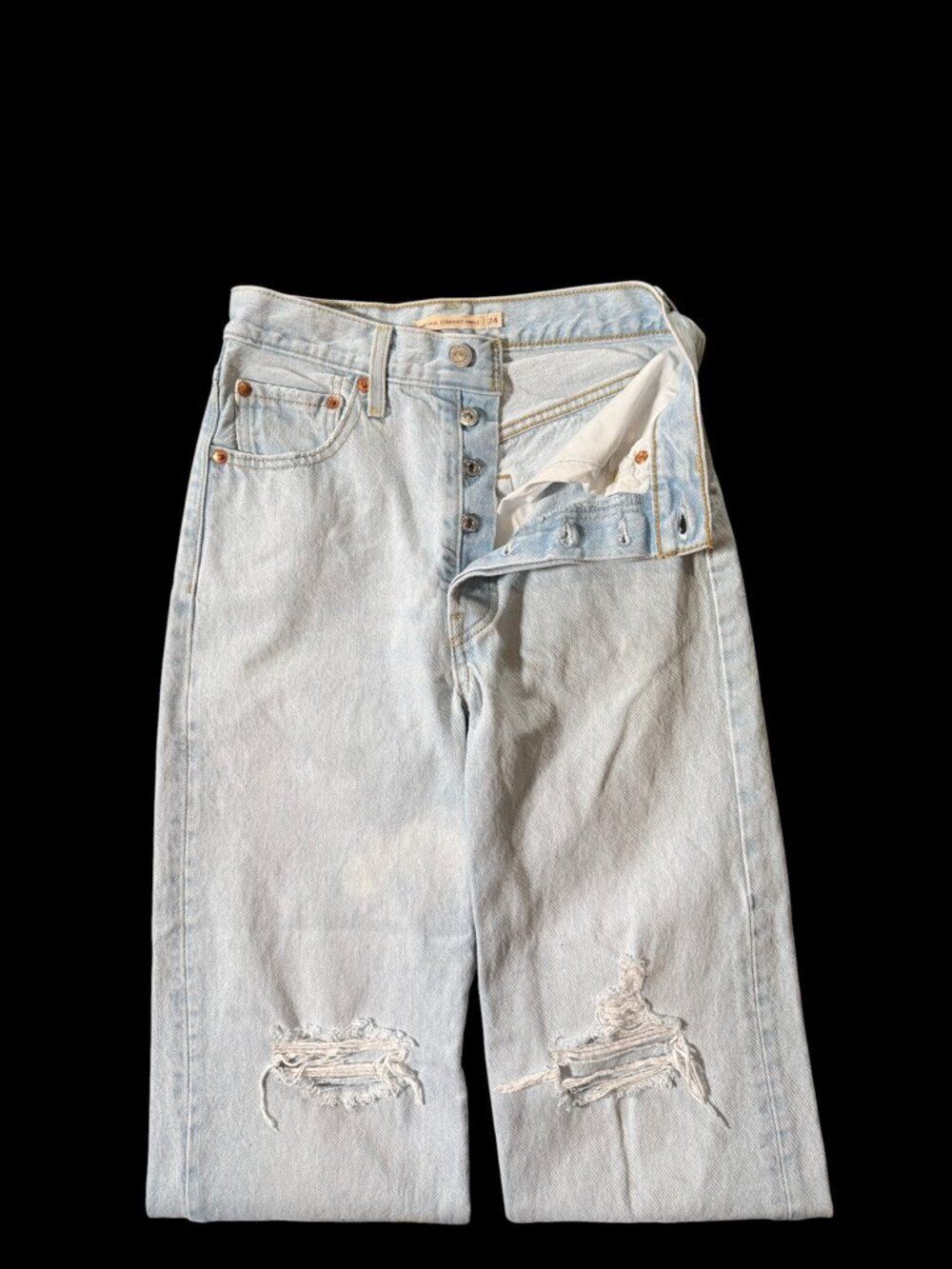 Levi’s Premium Ribcage Straight Ankle Distressed Jeans - 24 - Picture 3 of 9
